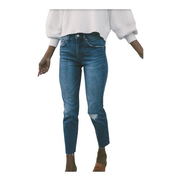 Pistola Monroe High Rise Slim Cigarette Jeans in Leon Wash Size 26 NWT Raw hem - Picture 1 of 10